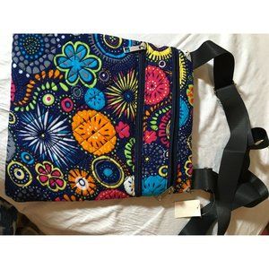 Bright Flower Multicolored Crossover Bag with 4 Zippered Pockets